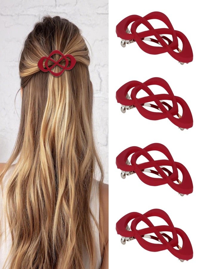 Amariver Hair Barrettes for Women 4packs Burgundy Hair Clips French Barrette Vintage HairClips f Stylish Accessories for Women Girls - Image 1